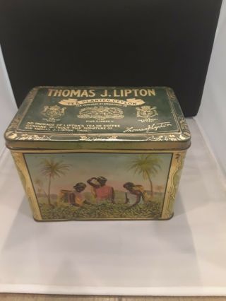 Vintage Thomas J Lipton Tea Tin Antique