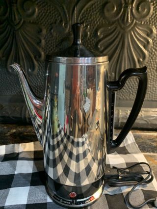 Vtg Ge General Electric Chrome 12 Cup Percolator Coffee Pot