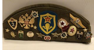 Ussr Soviet Soldier Russian Army Pilotka Military Uniform Field Hat W/pins 1975