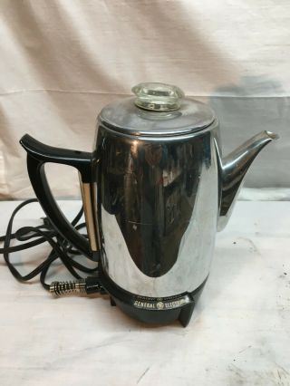 Vtg 10 Cup General Electric Percolator Coffee Maker Glass Knob Retro Kitchen