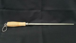 Vintage Tru Edge Ontario 12 " Knife Sharpening Honing Steel Rod,  Wood Grip
