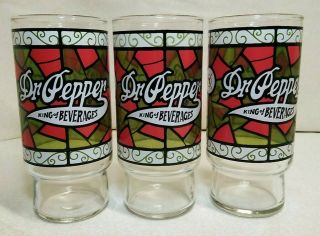 Dr.  Pepper Collectable Glasses,  Vintage,  King Of Beverages,  Stained Glass Design