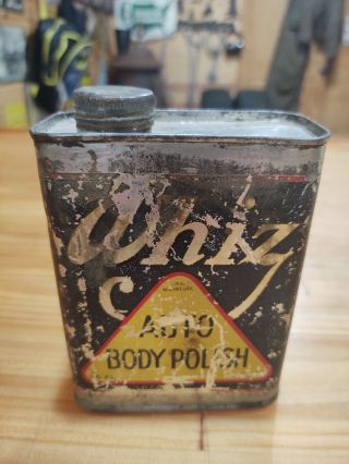 Vintage Whiz Auto Body Polish Can.  Gas Oil Automotive Advertising