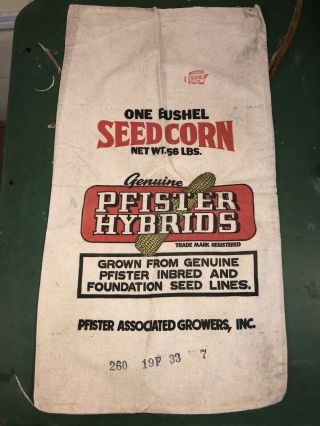 Vintage Seed Corn Bag Sack Pfister Hybrids One Bushel Associated Growers
