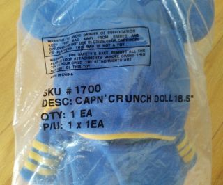 1992 CAP ' N Captain Crunch Plush Doll in BAG - Large Size 3