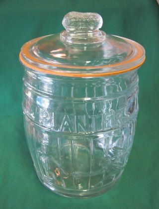 Vintage Large Glass Planters Peanut Jar Salted Peanuts Italy Height 10 1/2 "