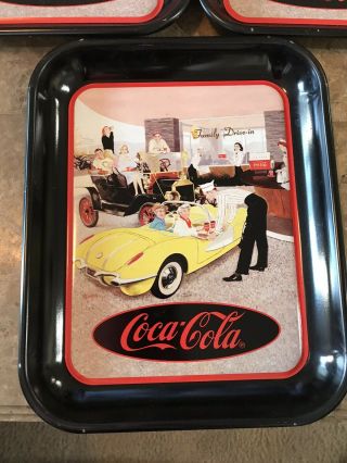 Rare Vintage 3 Vintage Coca Cola Metal Tray Coke Family Drive - in 1995 2