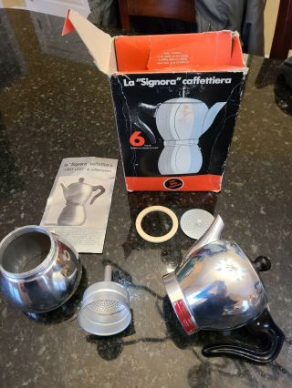Midcentury La Signora Caffettiera Italy Espresso Coffee Maker Stovetop 6 Cups