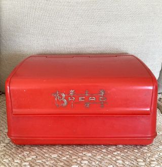 Vintage Lustro Ware Bread Box Red Made In Usa