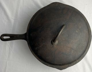 Vintage Made In Usa No.  8 Cast Iron 10 - 5/8 " Skillet Fry Pan With Lid Heavy