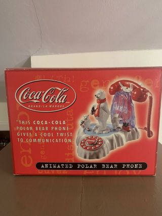 Coca Cola Animated Polar Bear Ice Skating Push Button Telephone Coke Collectible