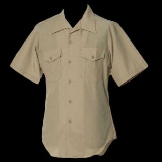 U.  S Military Navy Marine Corps Short Sleeve Khaki Dress Shirt 17 1/2 Us Made