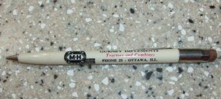 Vintage Scripto Massey - Harris Mechanical Pencil Ottawa Illinois Gurney Impl