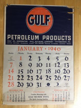 1940 Gulf Oil Company Calendar Petroleum Products Pittsburgh Pa Page