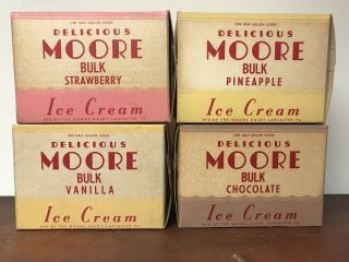 Vintage Old Stock 1/2 Gallon Moore Ice Cream Boxes