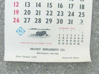 1958 Allis Chalmers Dealer Calendar Moody Implement Co Jacksonville Il Idea
