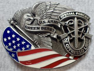Solid Fine Pewter Belt Buckle U.  S.  Army Green Beret Special Forces U.  S.  A Nwt