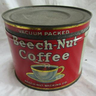Beech - Nut Brand Steel Cut Canajoharie,  Ny Early Coffee Round 1lb Tin 3.  5 " X 5 "