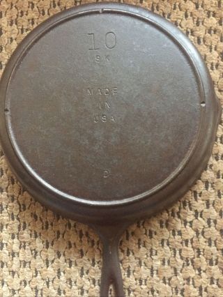 Vintage 10 Lodge Made In Usa Cast Iron Skillet Well Seasoned W/heatring -