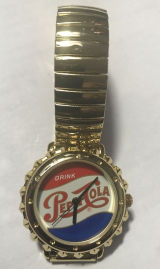 Vintage Pepsi Cola Soda Pop Bottle Cap Top Ladies Quartz Watch Collectible