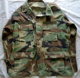 Us Army Camo Bdu Shirt Coat Woodland Camouflage Combat Green Large U - 103