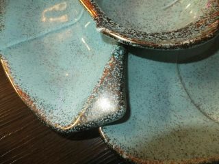 Vintage turquoise and gold California 146 lazy susan 2 piece set 2