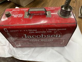 Vintage Jacobsen Power Gas Oil Can Lawn Mower 2 1/2 Gallons Decent Shape