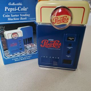 Vintage 1996 Pepsi - Cola Soda Coin Sorting Counting Bank Machine W/ Box