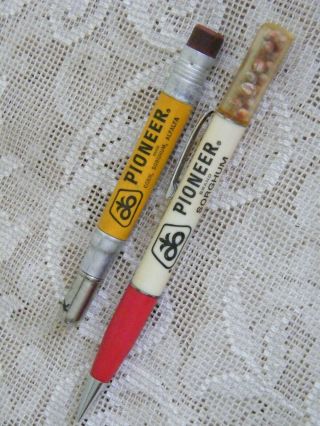 Vtg Pioneer Corn Bullet Pencil & Ritepoint Mechanical Pencil W/ Sorghum Seed Htf