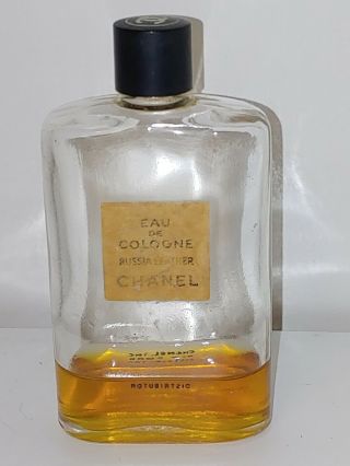 Chanel Eau De Cologne Russia Leather.  Vintage Bottle About 1/5th Full.