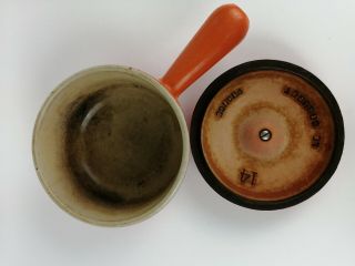 Vintage Le Crueset 14 Deep Orange Cast Iron Enamel Saucepan With Lid 3