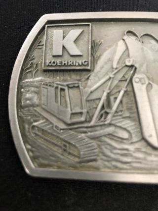 Advertising - KOEHRING HEAVY EQUIPMENT - PEWTER BELT BUCKLE - With Craine Loader - 2