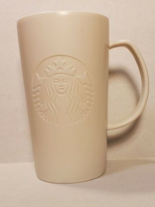 16oz Starbucks White Embossed Siren Mermaid Logo Mug Tall Etched " G " Grande 2015