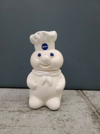 Vintage Pillsbury Doughboy White Ceramic Cookie Jar.  1988 Poppin Fresh 12 " Tall
