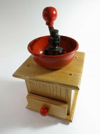 Rare Vintage Oak Conical Burr Coffee Mill—adjustable—fully Restored