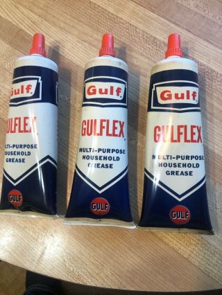 1940 - 50’s Gulf Motor Oil Grease Tubes Nos Set Of 3