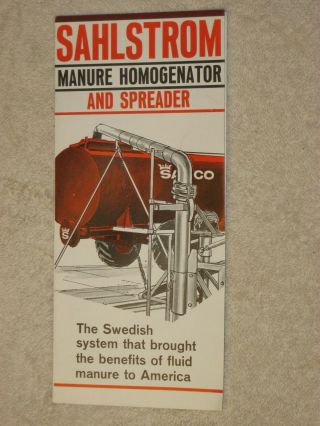 Vintage Sahlstrom Manure Homogenator And Spreader Brochure