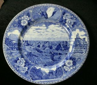 Old English Staffordshire Blue Transfer Grand Canyon Souvenir Plate 10 "