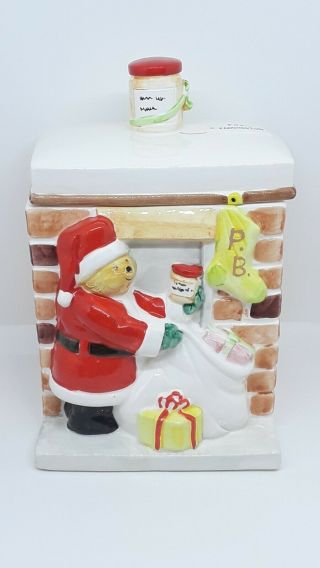 Vintage Cookie Jar Paddington Bear Christmas Fireplace Eden Toys
