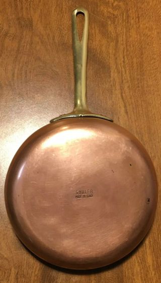 Vintage Copper Sauté Skillet Pan Brass Handle 7.  25” Shuler Made Italy