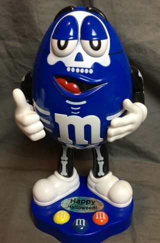 M&ms Happy Halloween Collectible Candy Dispenser Blue Skeleton Chocolate Plain