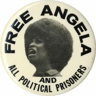 C.  1970 Angela Davis And Political Prisoners Button Feminism,  Black Power