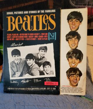 The Beatles Lp Record - Songs Pictures And Stories Vj Stereo W Souvenir Banner