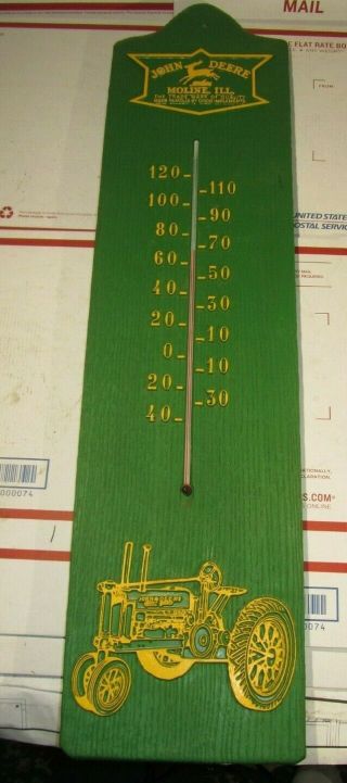 John Deere Green Wooden Wall Thermometer 29 1/2 " Licensed Product