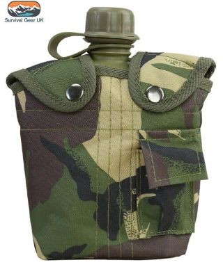 Kombat Us Style Water Bottle & Pouch Alice Clips Dpm Camouflage Airsoft Military