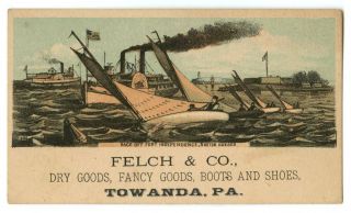 C1880 Victorian Trade Card " Race Off Fort Independence,  Boston Harbor " Felch & C