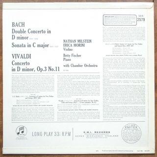 NATHAN MILSTEIN / ERICA MORINI Double Concerto COLUMBIA SAX 2579 5/7 ED1 2