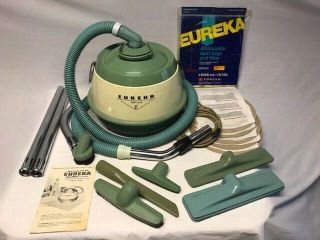 Vintage Eureka Roto - Matic Canister Vacuum,  W/ Attachments,  9 Extra Bags,