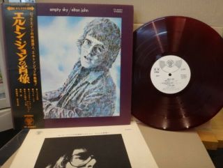 Elton John / Empty Sky,  Promo Red Wax Japan Orig.  1970 Djm Lp W/obi & Insert Nm
