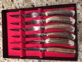 Hoffritz Set Of 6 Stag Handle Steak Knives Made In England